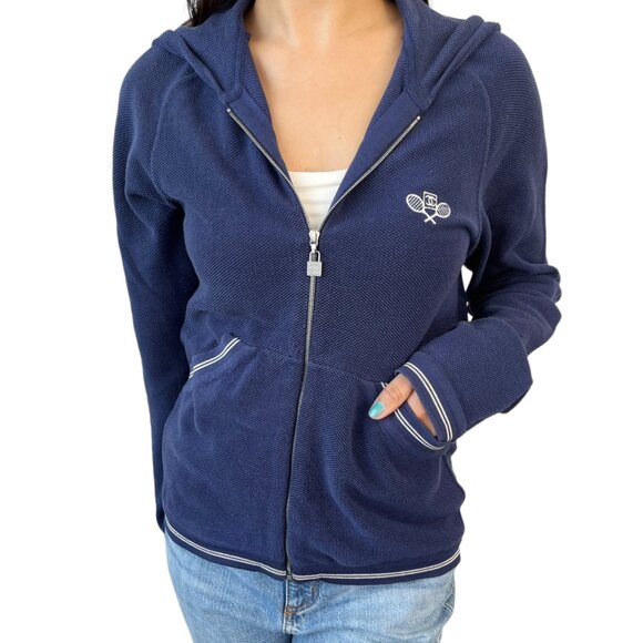 CHANEL Sport Vintage 05P CC Tennis Zipped Hoodie Jacket #38 Dark Blue [105666] - Picture 1 of 12